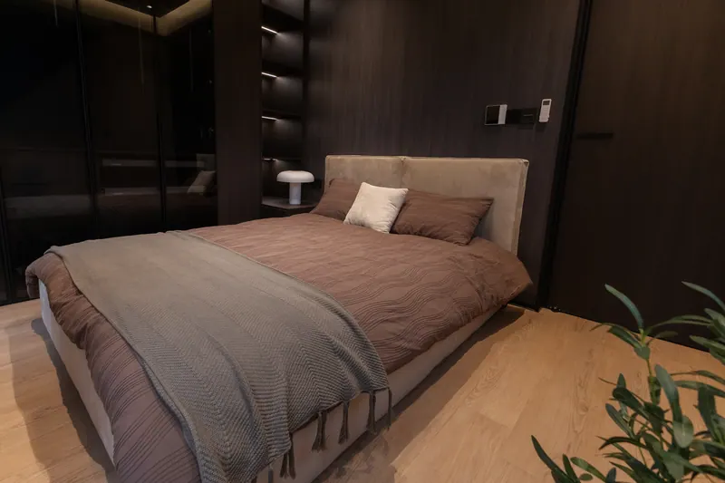 Ember bedroom in the dark interior finish